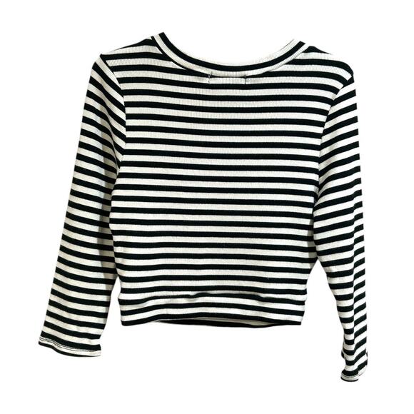 Monteau Crop Top Black and White Ribbed Striped Size  Girls Medium - Picture 5 of 13